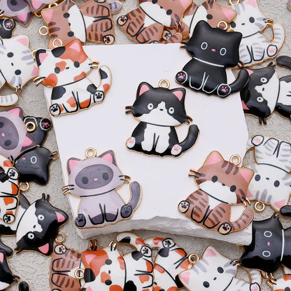 Enamel Cat Pendant Charms
