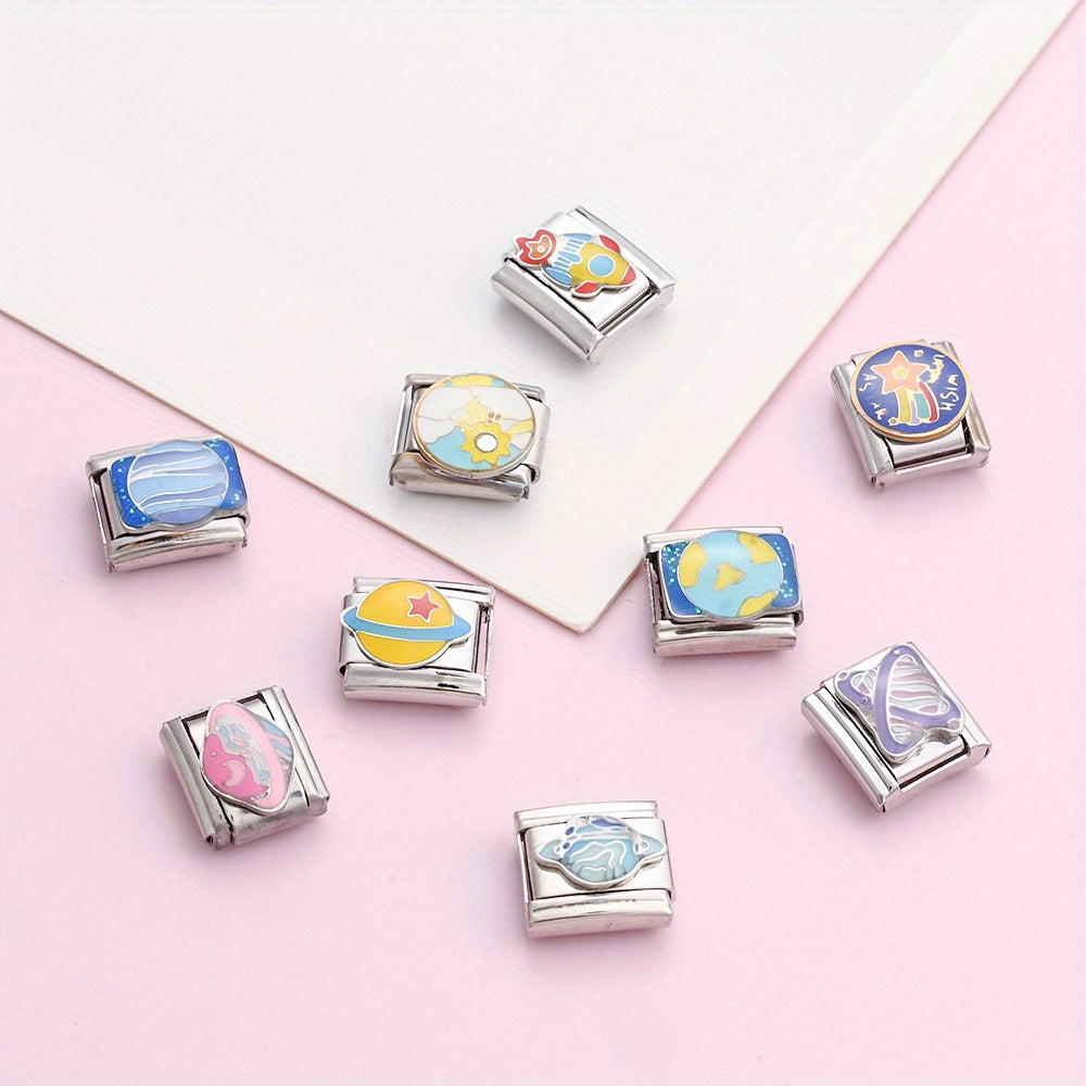 Space-Themed Stainless Steel Bead