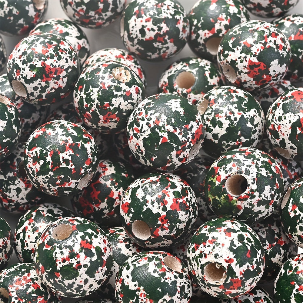 10PCS 16mm Red & Green Wooden Bead Set