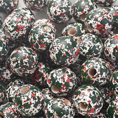 10PCS 16mm Red & Green Wooden Bead Set