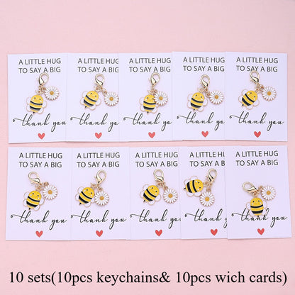 5/10-Set Bee & Daisy Flower Keychain Gift Set