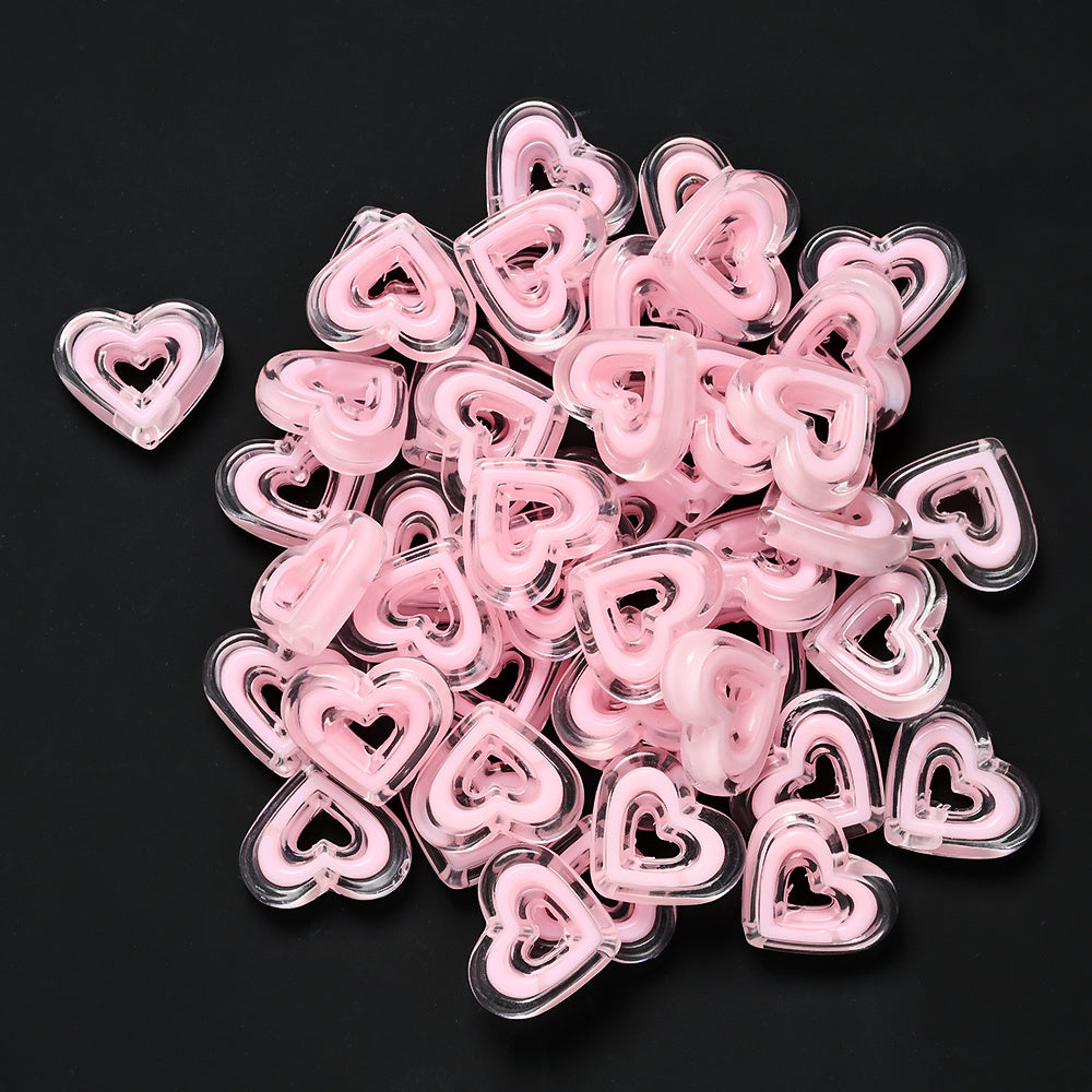 Acrylic Heart-Shaped Beads