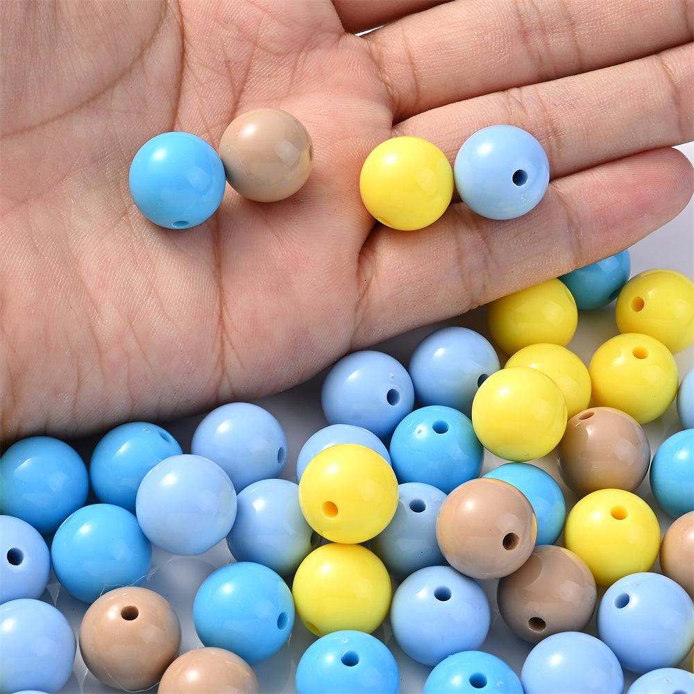 50pcs 16mm Dark Mixed Color Acrylic Round Beads
