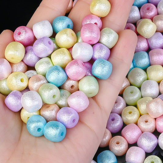 Mixed Color Pleated Acrylic Round Spacer Beads