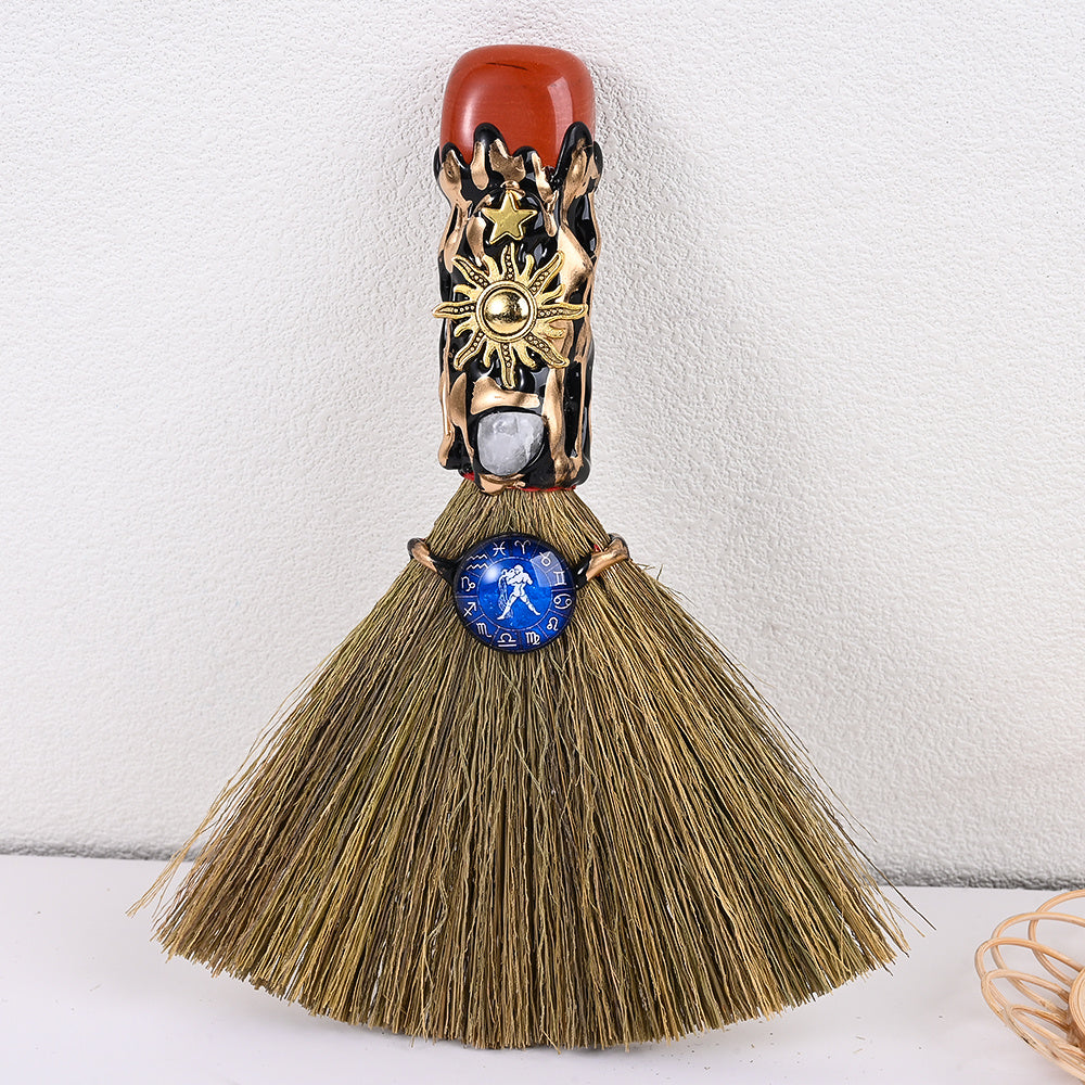 12-Piece Zodiac Broom-Shaped Alloy Charms