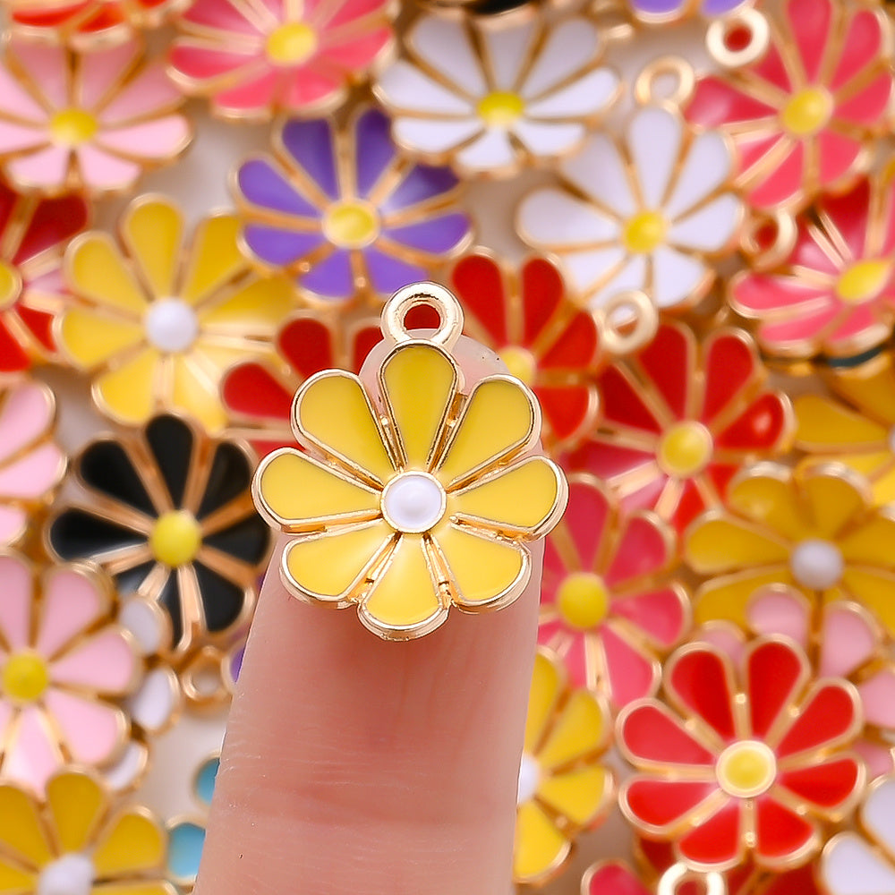 Color Block Daisy Enamel Charms