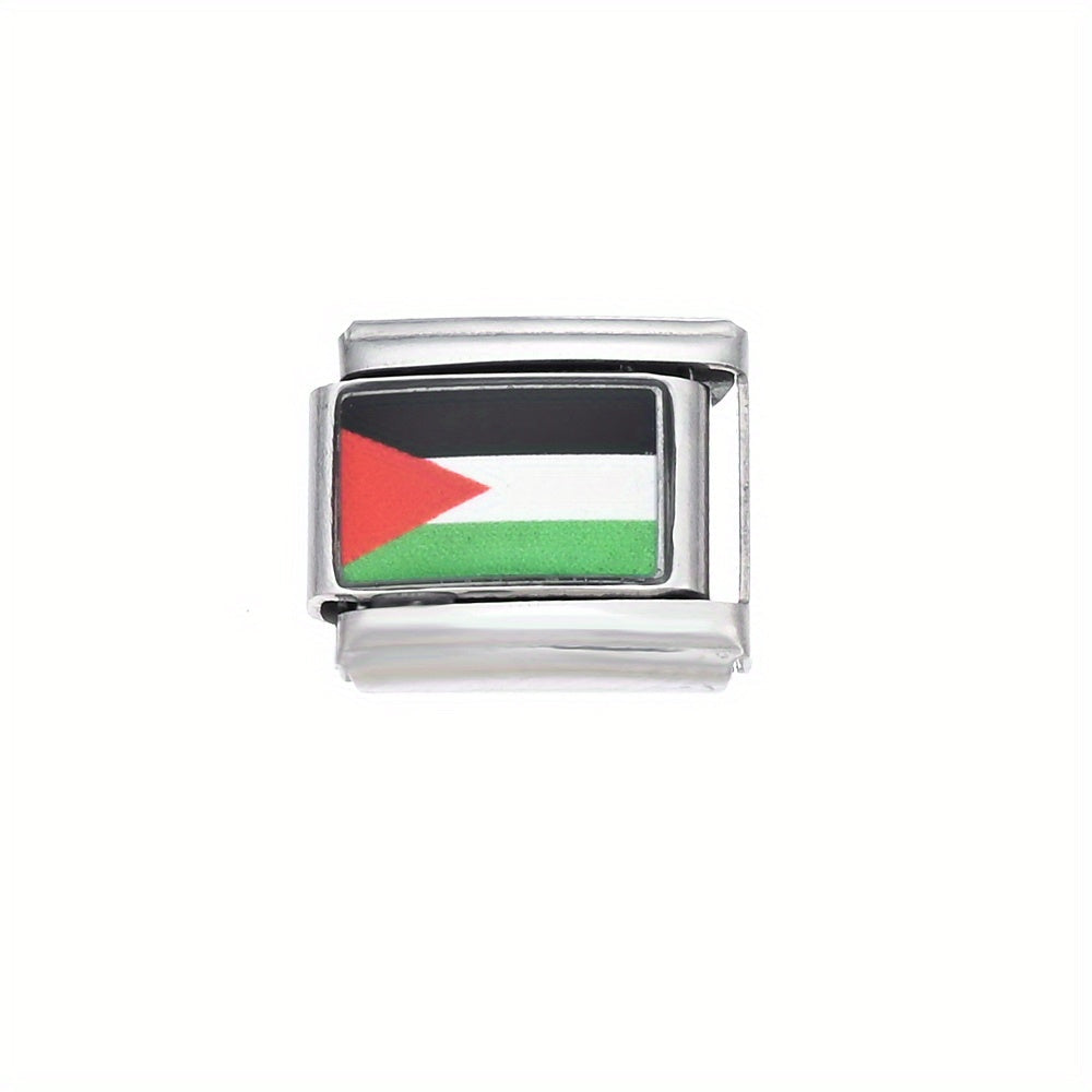 World Flag Alloy Bracelet Module