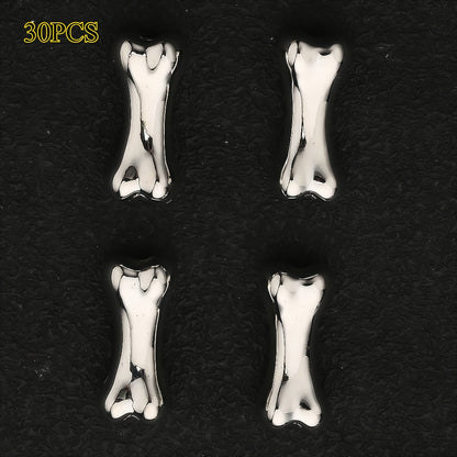 30/50pcs 15/20mm Golden & Silvery Bone-Shaped CCB Beads