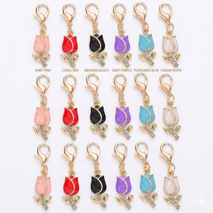 12PCS Sparkling Tulip Mini Keychain Set