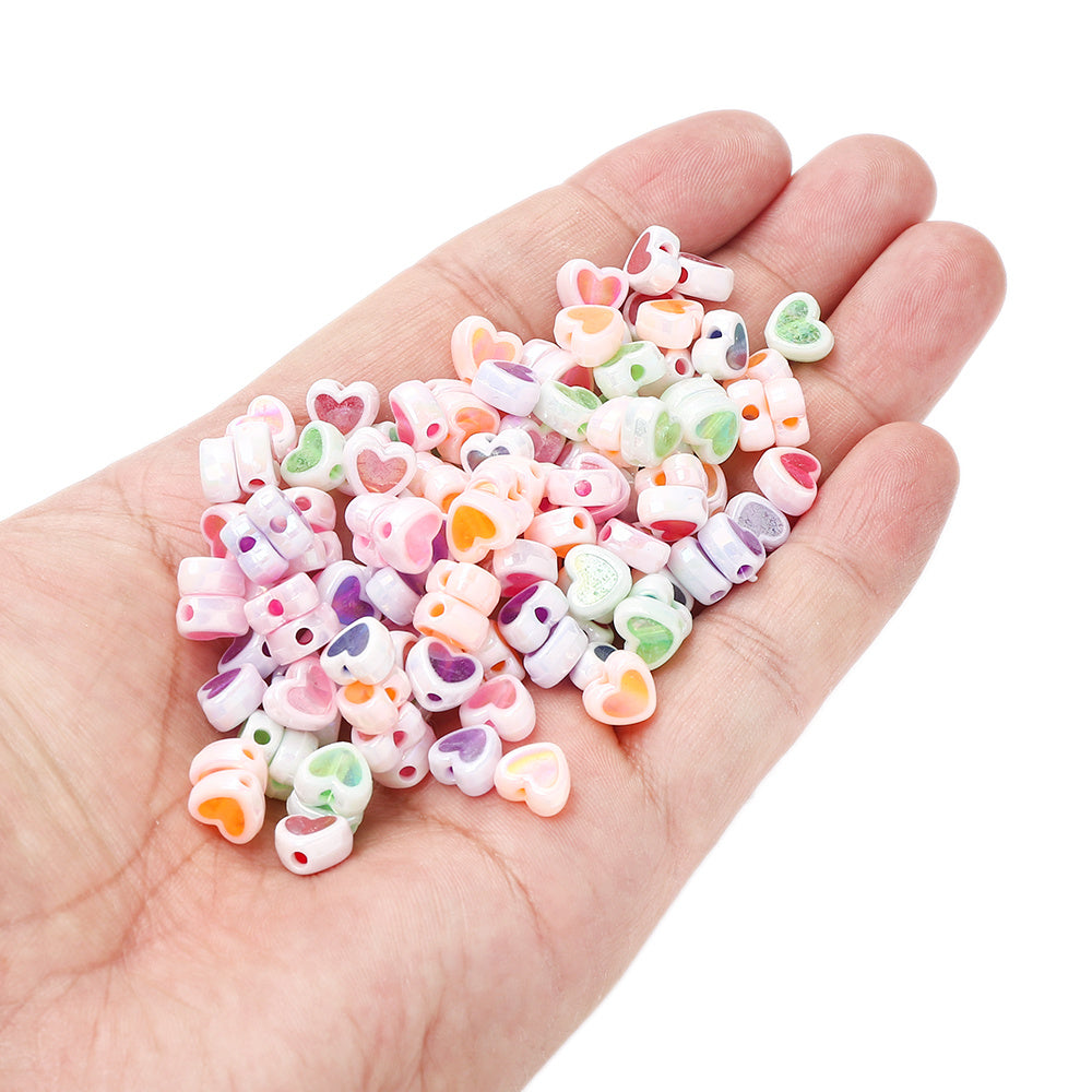 Shiny Heart Acrylic Spacer Beads