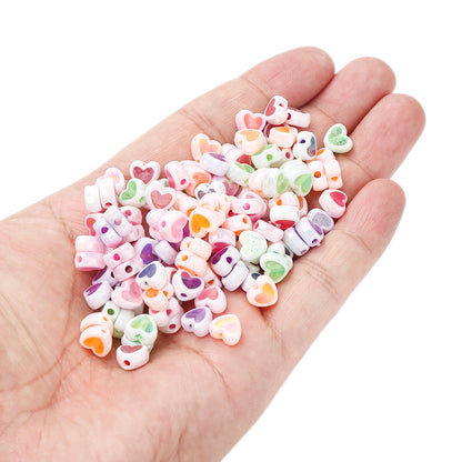 Shiny Heart Acrylic Spacer Beads