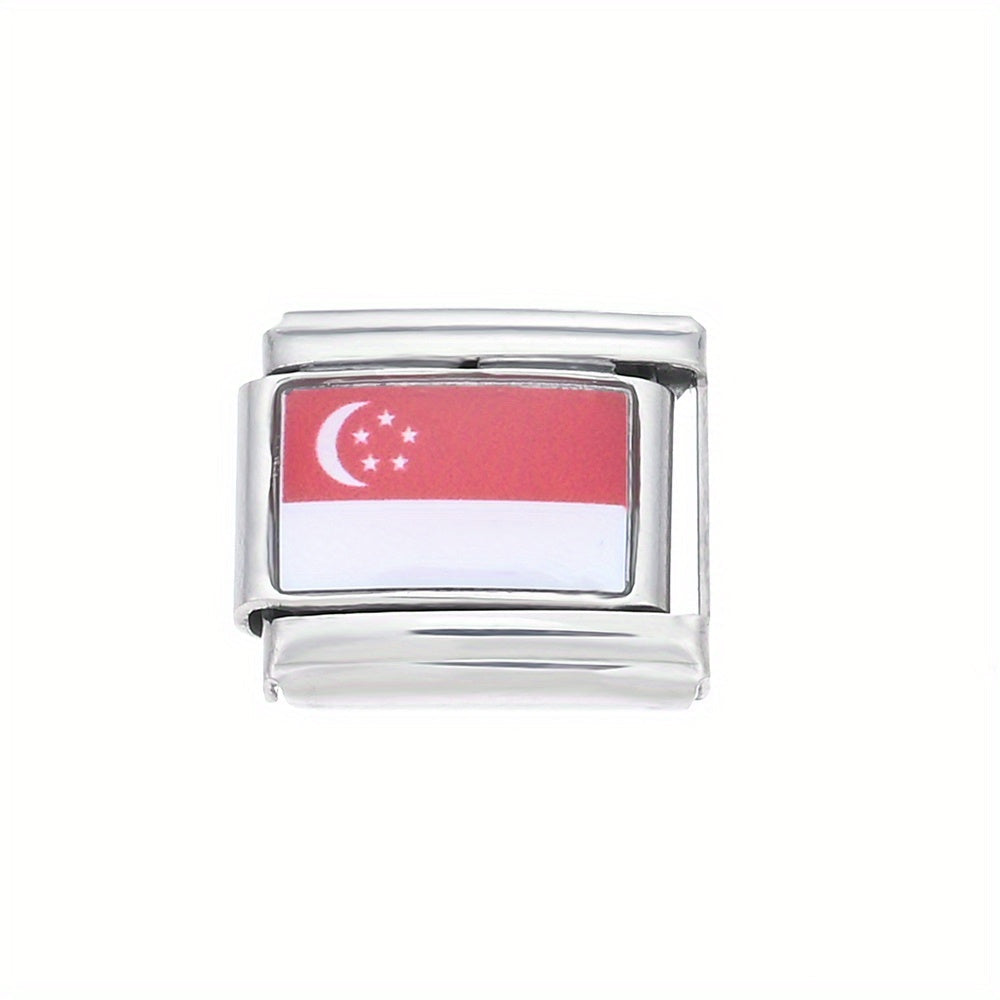 World Flag Alloy Bracelet Module
