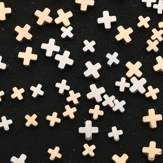 Gold & Silver CCB Cross Spacer Beads