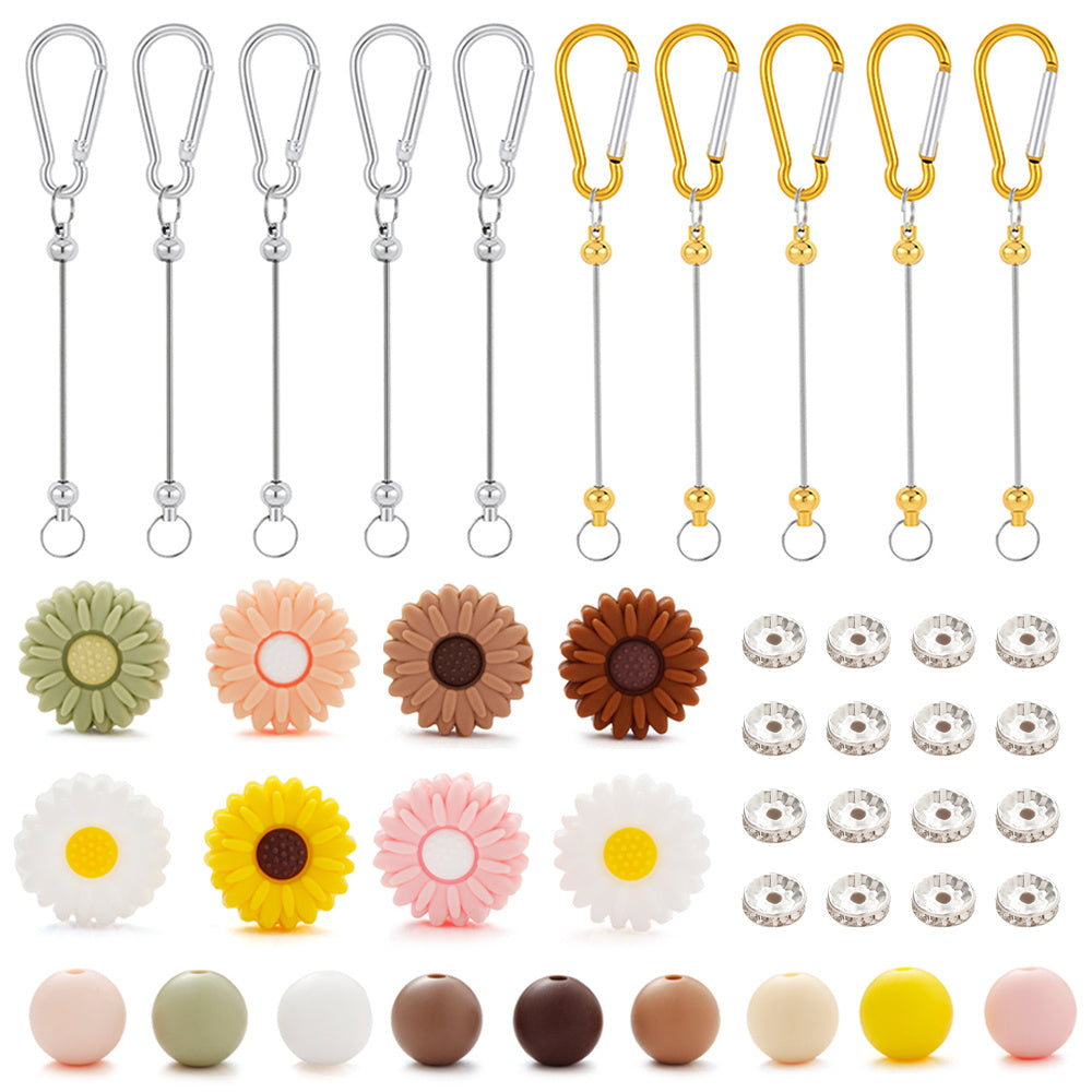 Sunflower Silicone Bead Keychain DIY Kit
