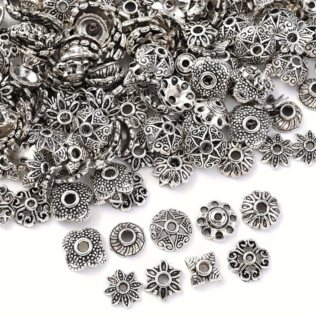 50/100pcs Mix Torus Flower End Caps Beads for Jewelry Making DIY Handmade Crafts Bracelet Necklace Accessories