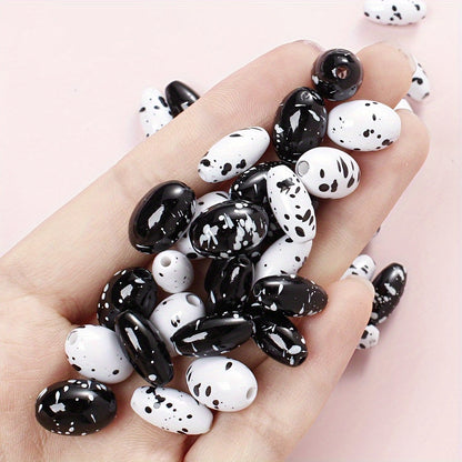 Artistic Splatter Design Acrylic Oval Beads