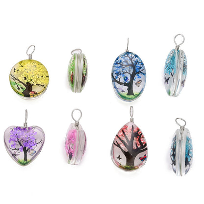 16-Piece Dried Flower Glass Pendant Charms