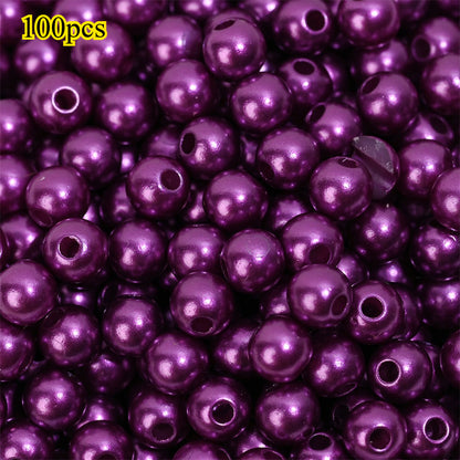 100pcs Random Colorful 8mm Round Acrylic Spacer Beads
