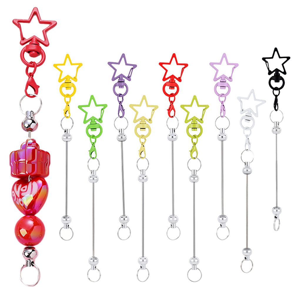 12PCS Star Lobster Clasp Beaded Keychain Set