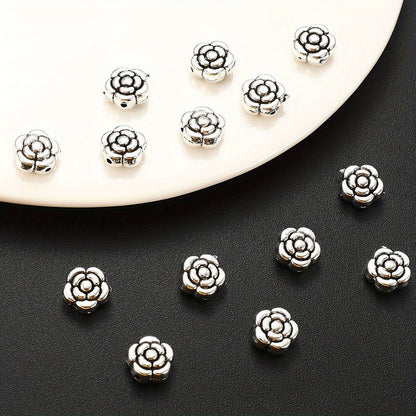 20pcs 9mm Antique Silvery Flower Spacer Beads