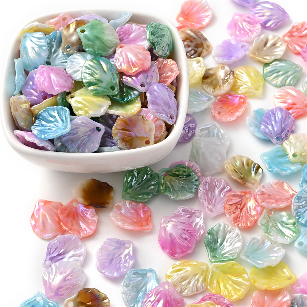 50pcs 15x17mm Acrylic Shell & Leaf Beads