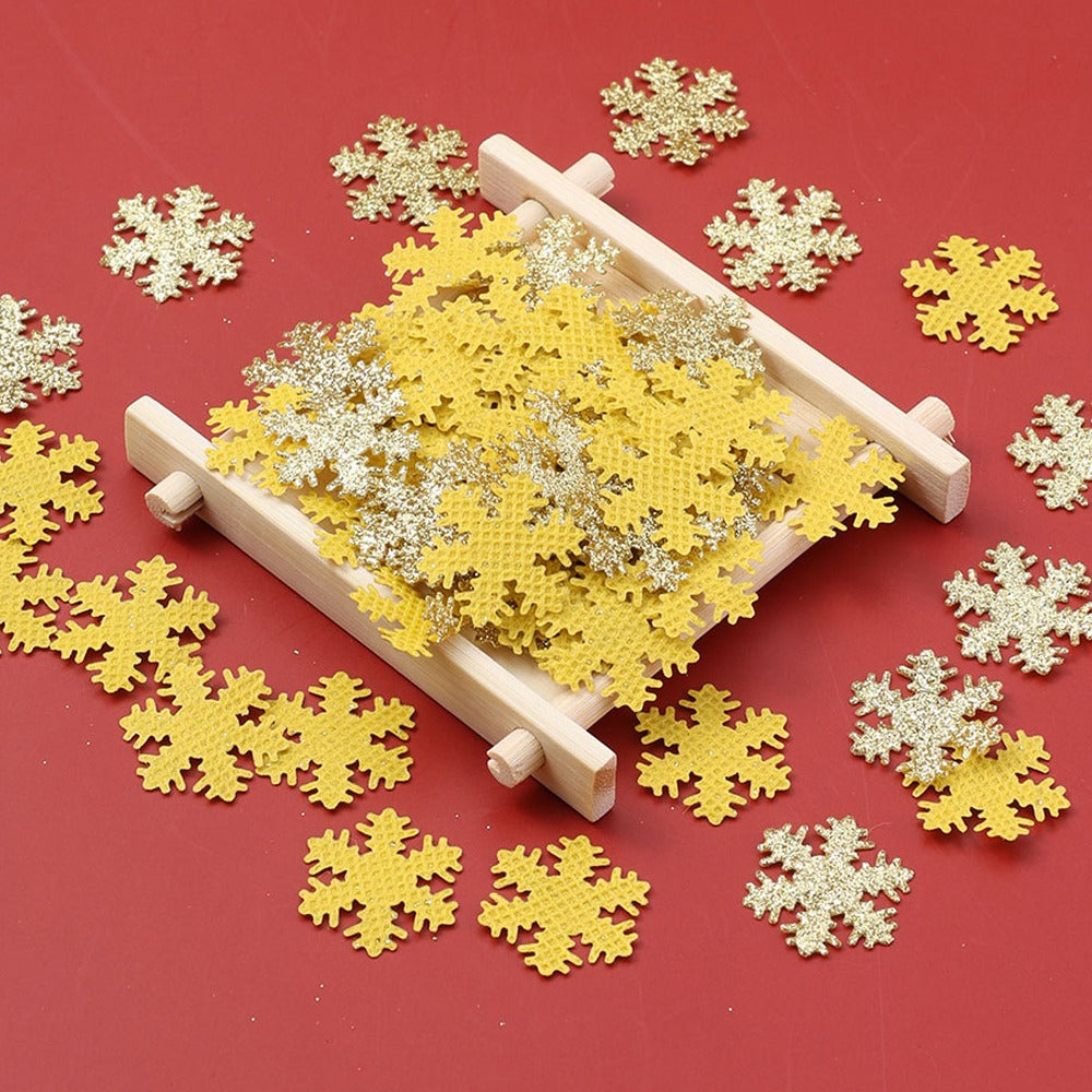 Gold & White Snowflake Polyester Decorations
