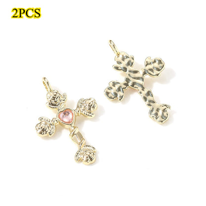 Y2K Rhinestone Cross Alloy Pendants