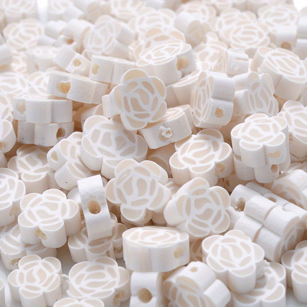 Mixed Rose Polymer Clay Spacer Beads