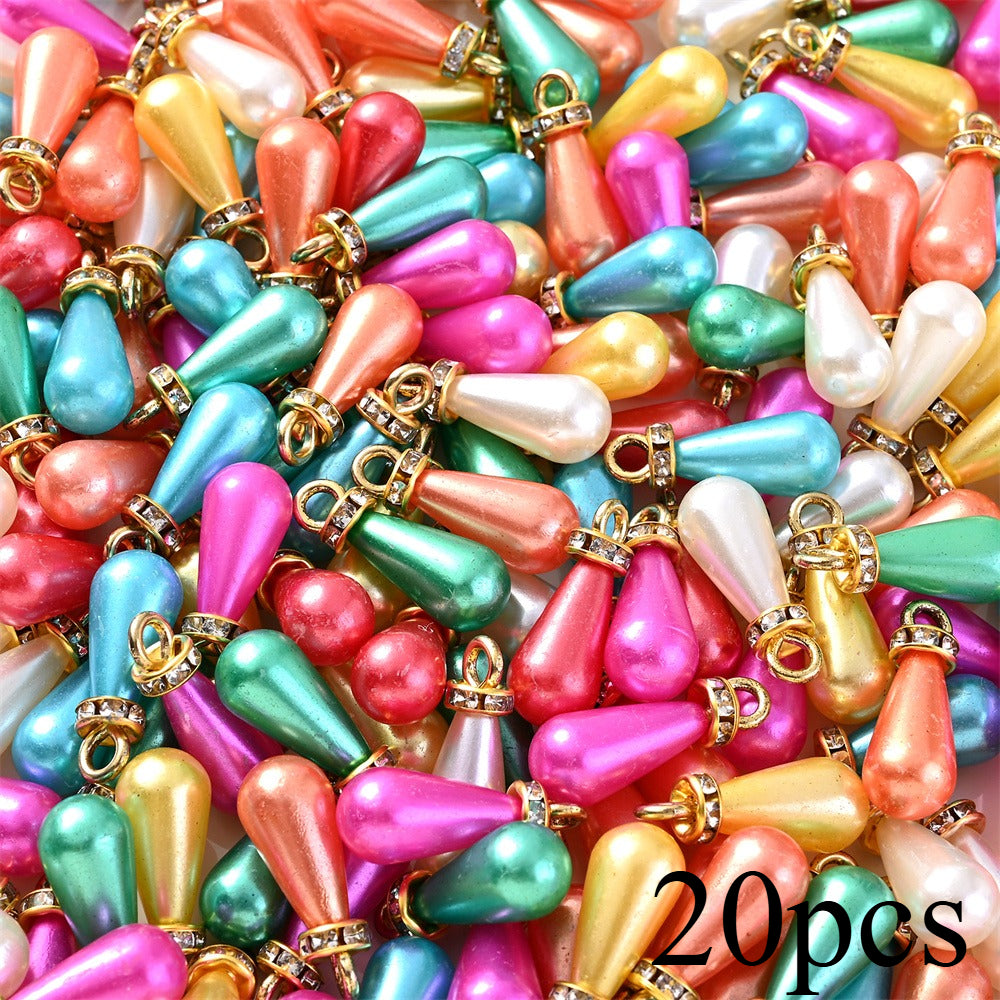 Multicolor Acrylic Imitation Pearl Waterdrop Charms