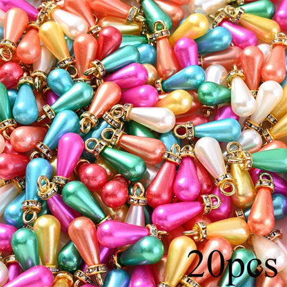 Multicolor Acrylic Imitation Pearl Waterdrop Charms