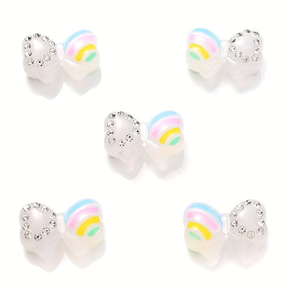 5PCS 16×24mm Luminous Bow Acrylic Bead Set