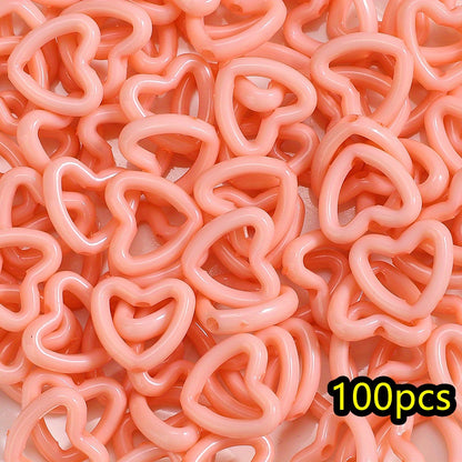 100pcs 15x16mm Macaron Color Heart Frame Wrapped Beads