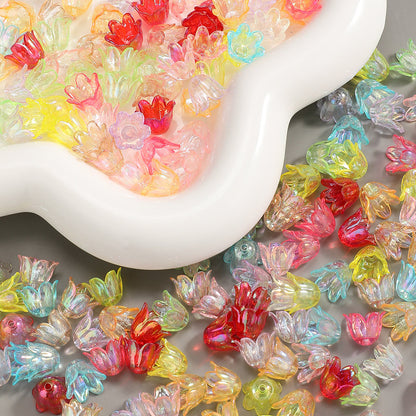 Shiny AB Trumpet Flower Beads