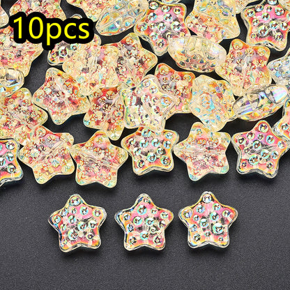 10pcs 18mm Vibrant Star Glass Beads