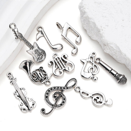 60-Piece Silver Musical Instrument & Music Note Charms