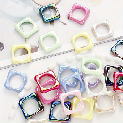 10PCS 28×30mm Square Frame Acrylic Bead Set