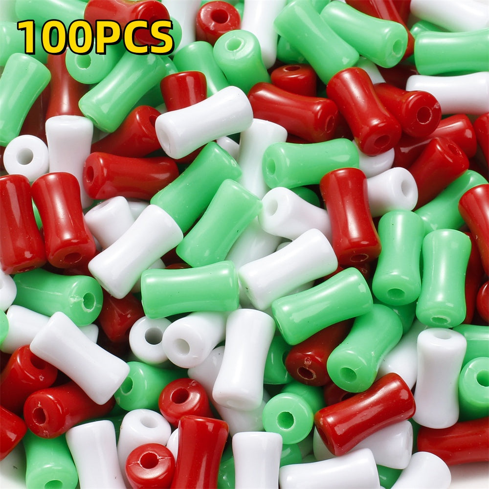 100pcs 7x13mm Christmas Acrylic Bamboo Beads
