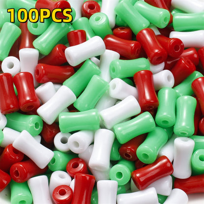 100pcs 7x13mm Christmas Acrylic Bamboo Beads