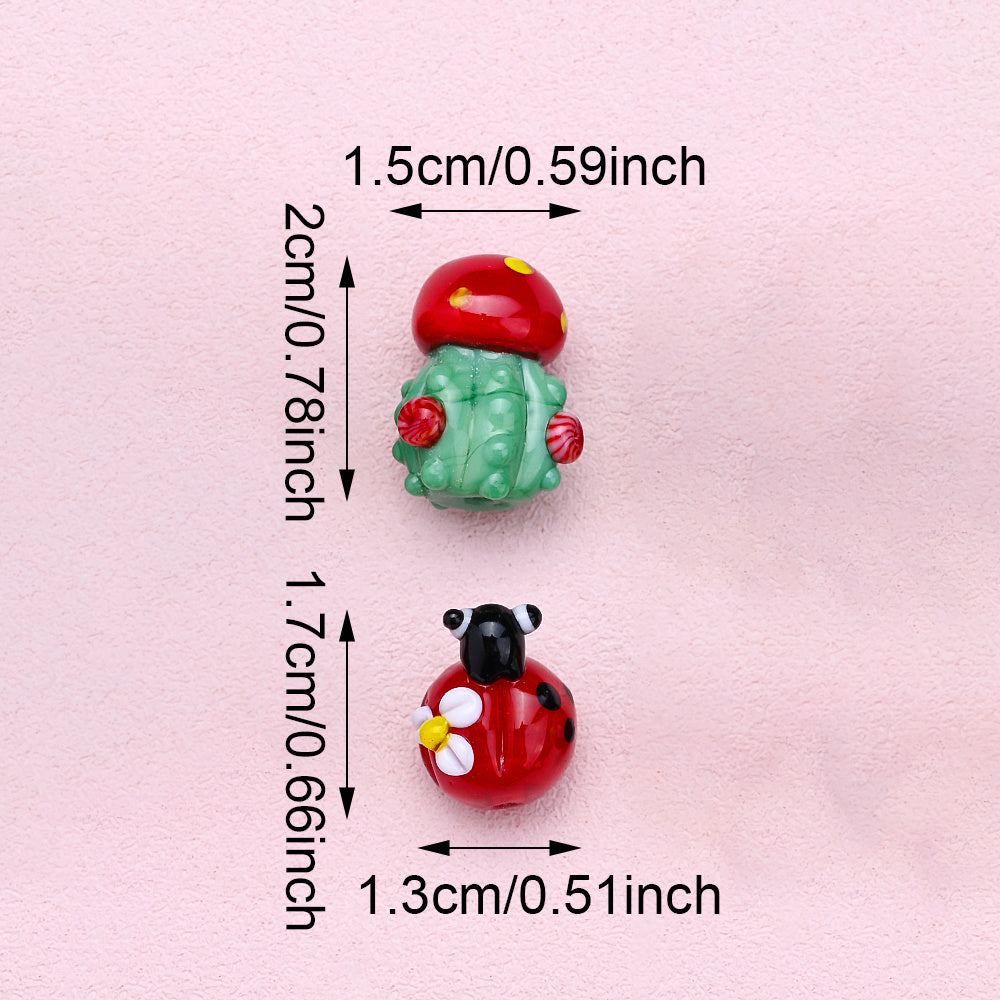 Bohemian Glass Beetle Flower Beads