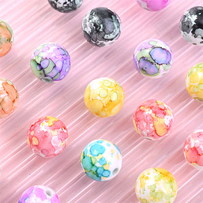 100pcs 8mm Acrylic Round Ink Beads