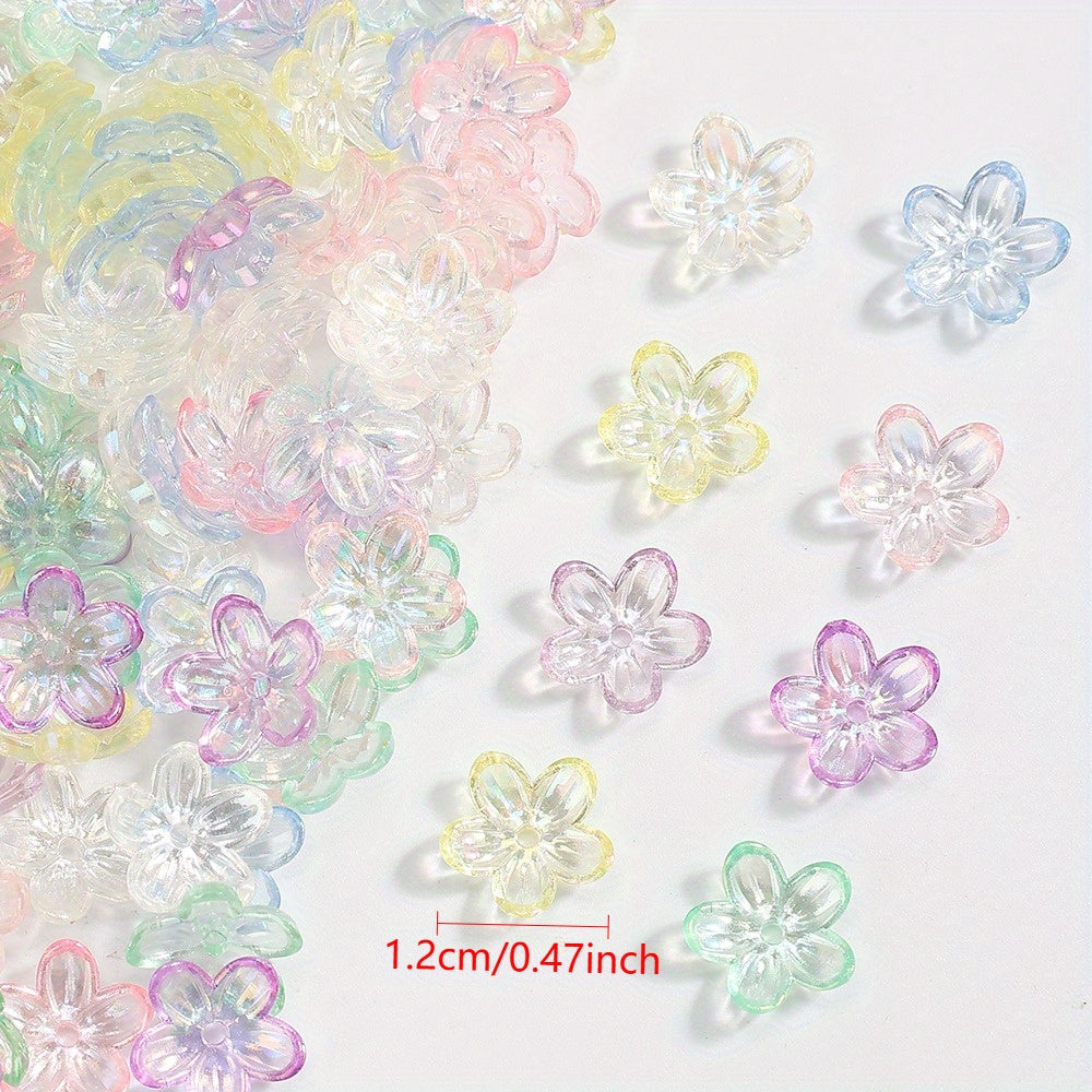 Clear Five-Petal Flower Acrylic Beads