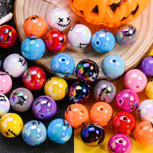 Halloween Grimace Pattern Acrylic Beads