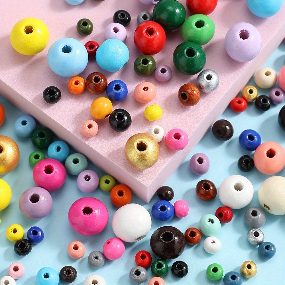 4/6/8/14mm Multicolor Wooden Round Spacer Beads