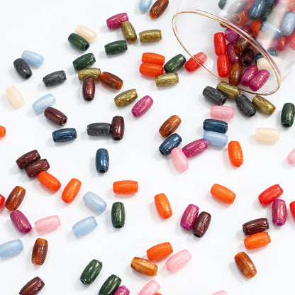 100PCS 11mm Printed Cylindrical Acrylic Bead Set