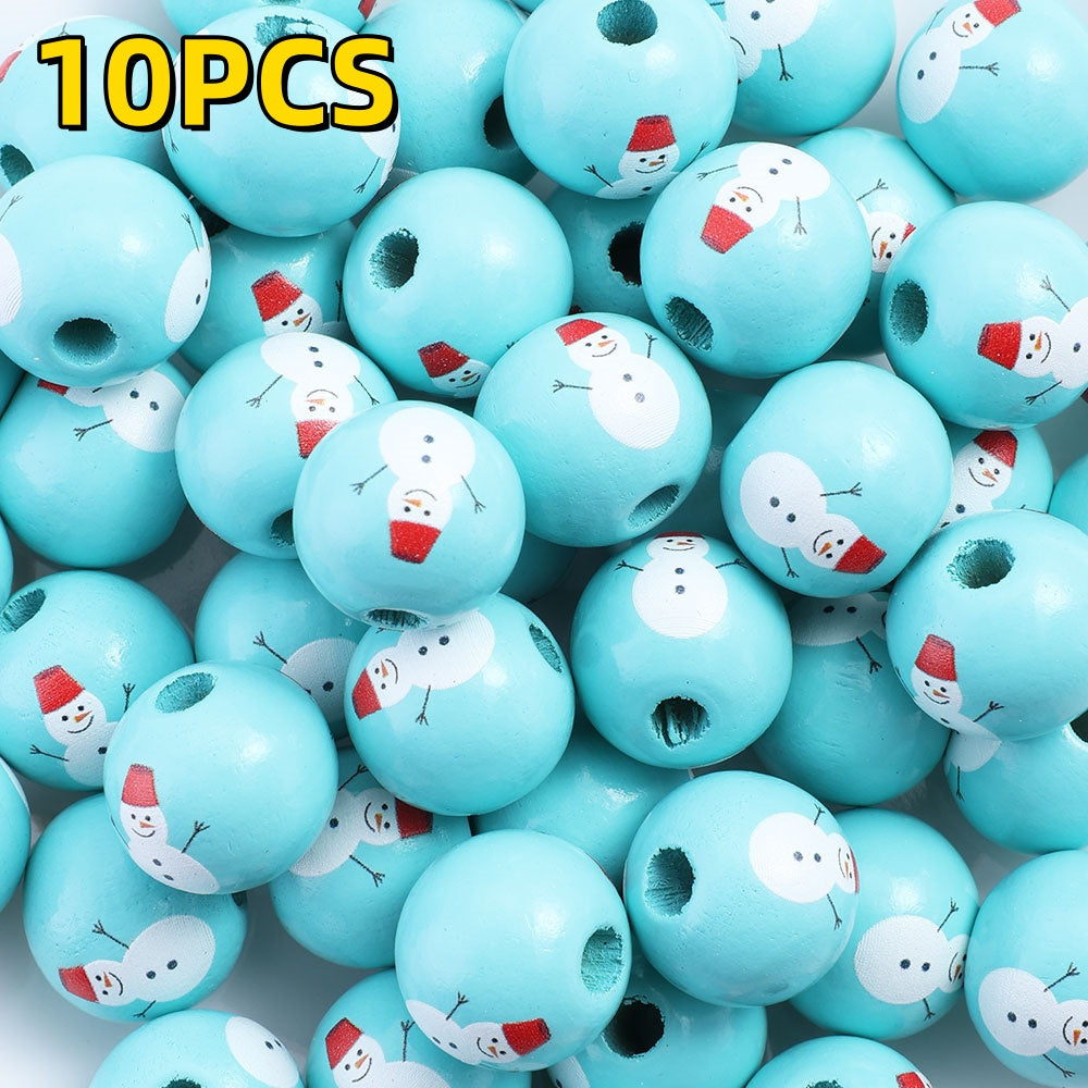 10pcs/set 16mm Christmas Wooden Beads