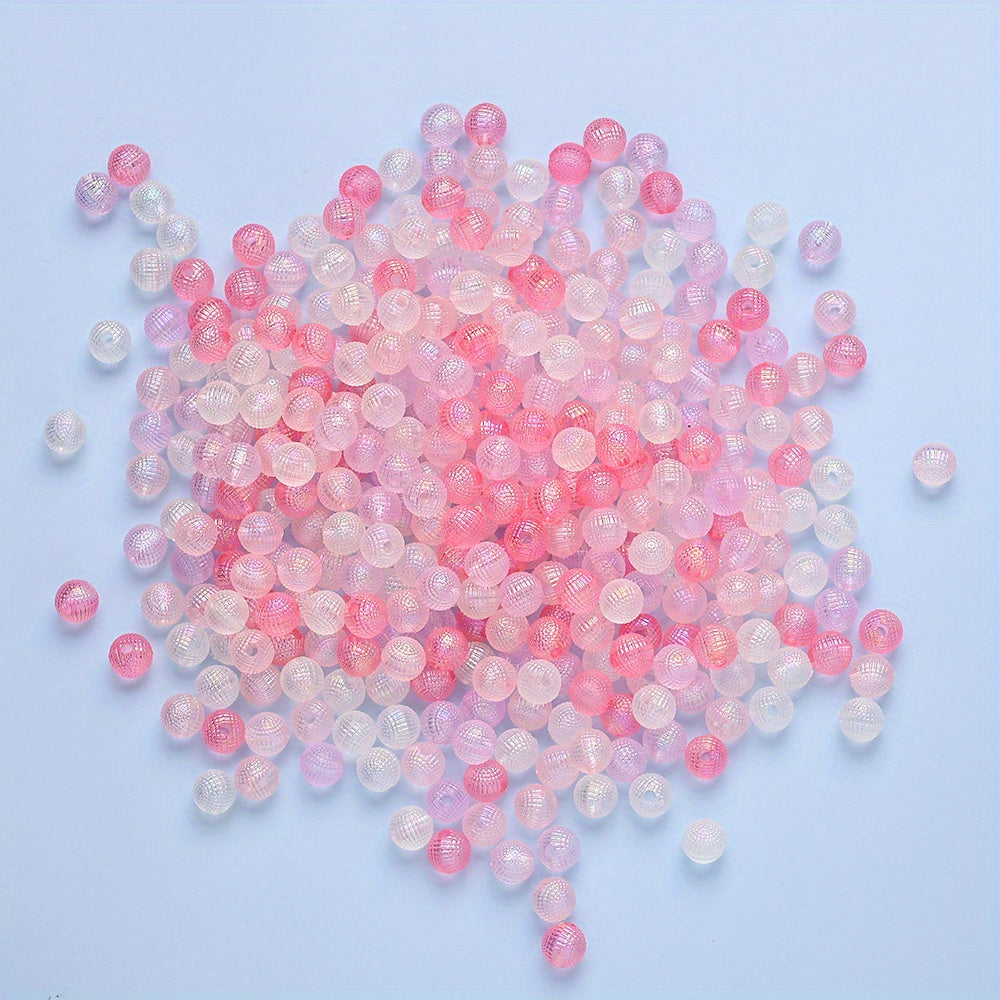 100pcs 8mm Pink Series AB Acrylic Round Beads
