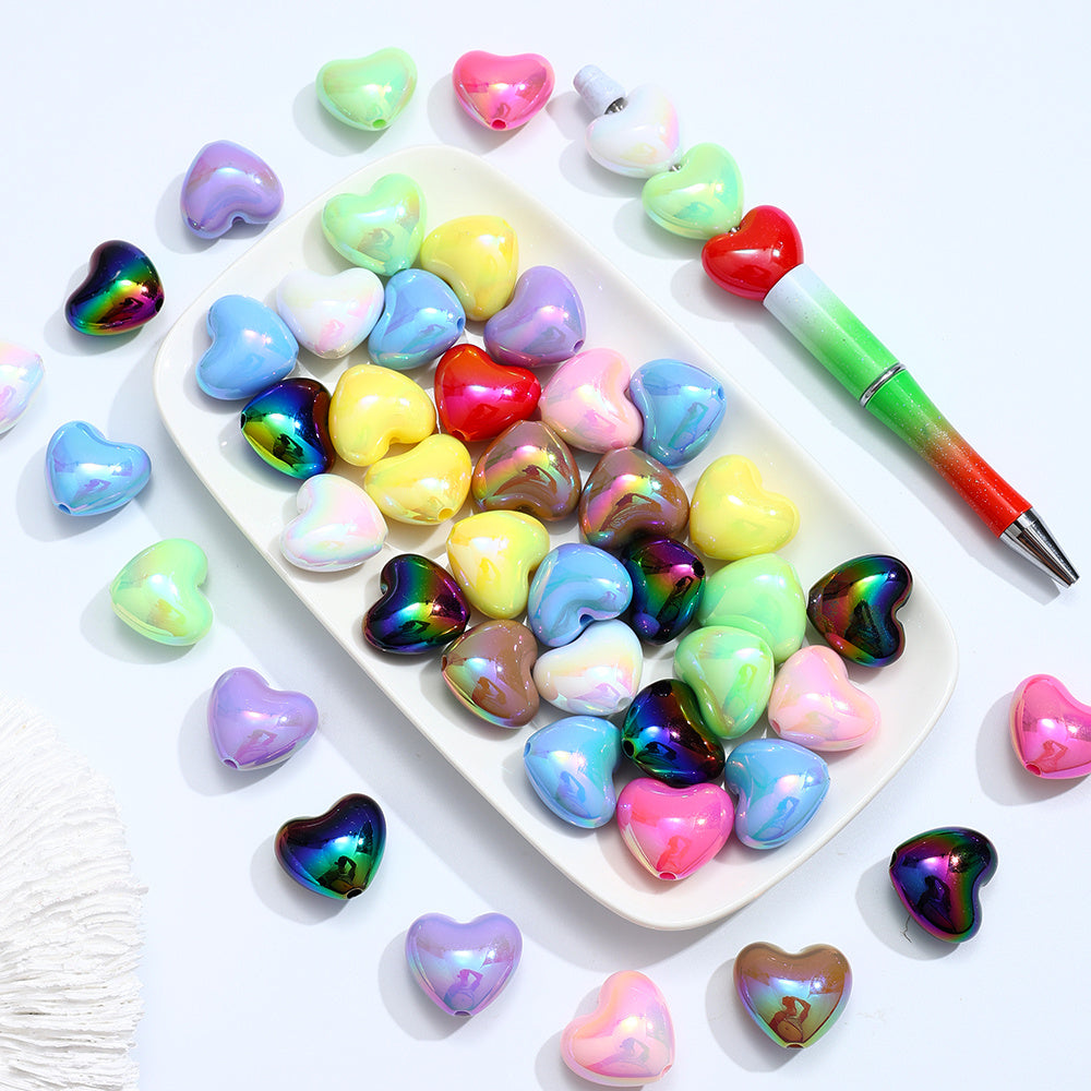 10pcs 19x22mm Cute Chubby Heart Acrylic Beads