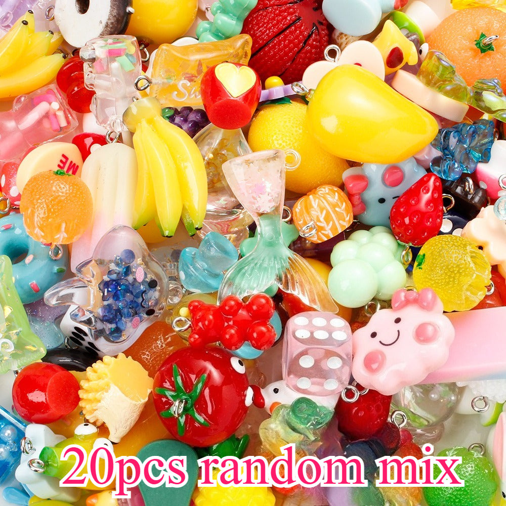 Resin Fruit & Novelty Charms Set