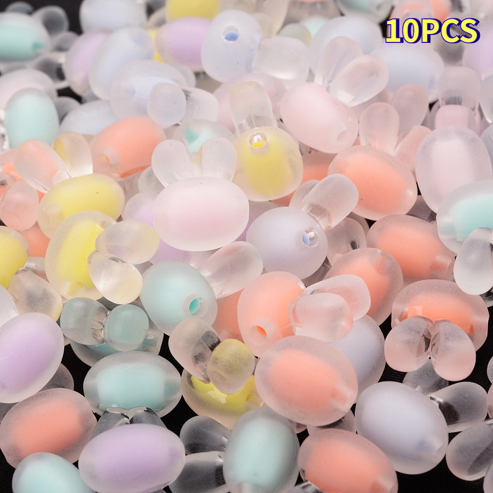 Colored Rabbit Head Acrylic Spacer Beads