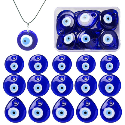 15PCS Blue Evil Eye Glaze Charm Set